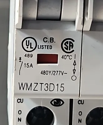 EATON WMZT3D15 Circuit Breaker. Loc 4D19*