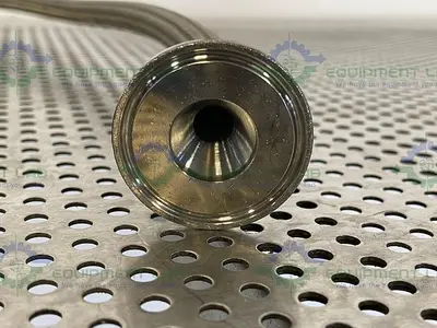 USED 20 FT STAINLESS STEEL HOSE W/ 1/2" SANITARY FITTING TO 1" SANITARY FITTING