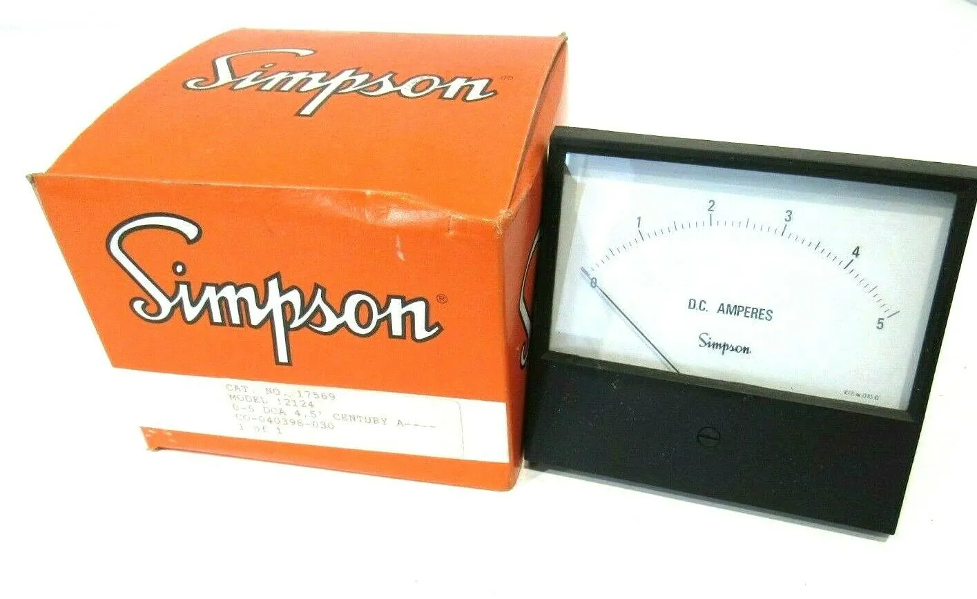 NEW SIMPSON MODEL 2124 PANEL METER 0-5 DCA