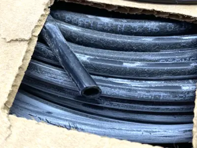 USED PARKER BLACK NYLON TUBING .138" ID 3/16" OD SHELFWARE LOT OF 160'