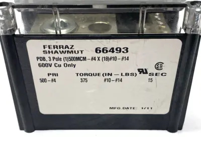 Used Ferraz Shawmut Power Distribution Block 3-Pole 600V Terminal Blocks Michigan US | Maverick Industrial Sales #1395438