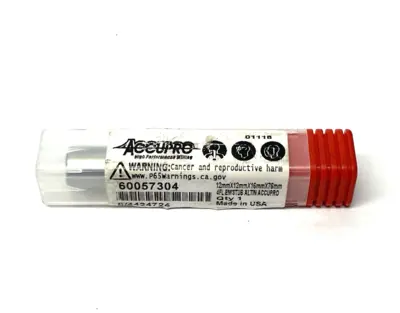 USED ACCUPRO SQUARE END MILL: 12.00 MM DIA, 16.00 MM LOC, 4 FLUTE, SOLID CARB