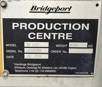 USED 2006 HARDINGE-BRIDGEPORT XR1000