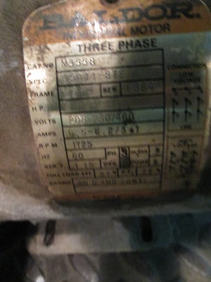 2 HP Baldor Electric Motor, 1725 rpm