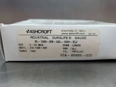 Ashcroft 35-1009-SW-02L-100# Industrial Duralife Gauge. 6D-2