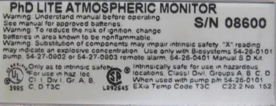 USED BIOSYSTEMS PHD LITE ATMOSPHERIC MONITOR