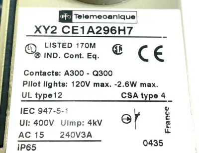NEW TELEMECANIQUE XY2CE1A296H7 CABLE PULL SWITCH