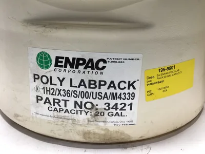 ENPAC POLY LABPACK 1H2/X36/S/00/USA/M4339 PART NO: 3421 CAPACITY: 20 GAL