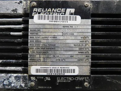 Allen Bradley 1326AB-B520F-21-K5-X13 Electro-Craft Servo Motor 2.88/3.36kW Used