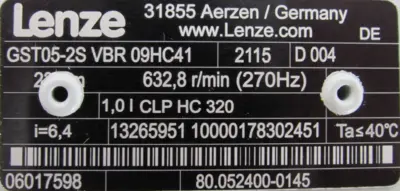 NEW LENZE GST05-2S-VBR-09HC41 SERVO GEAR MOTOR MCS09H41LRS0B0-RS0