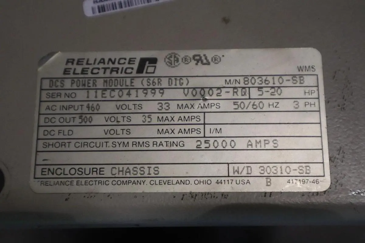 Reliance DCS Power Module 803610-SB 5/20HP 460V 33AMP 50/60HZ 3PH STOCK 1663C