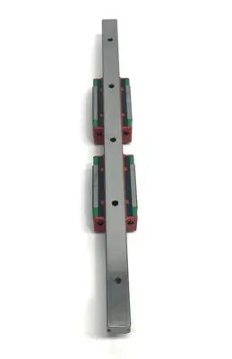 USED HIWIN LINEAR GUIDEWAY BLOCK AND RAIL, 2-BLOCKS, 300MM RAIL
