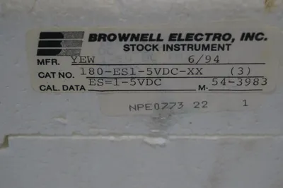 NEW BROWNELL ELECTRO 180-ES1-5VDC-XX METER 180ES15VDCXX