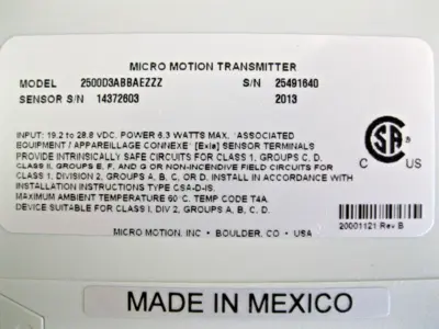 USED Micromotion 2500 D3ABBAEZZZ