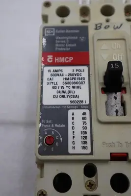 HMCP015E0 Cutler Hammer Motor Circuit Protector 15A 3P 600V STOCK 4055-A