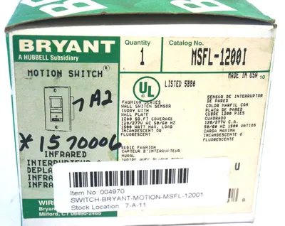 NEW BRYANT MSFL-1200I MOTION SWITCH MSFL1200I