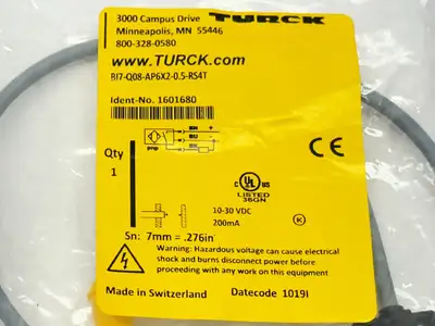 BI7-Q08-AP6X2-0.5-RS4T, 1601680 | Turck BI7-Q08-AP6X2-0.5-RS4T Inductive Proximity Sensor 200mA 10-30VDC 1601680 - New