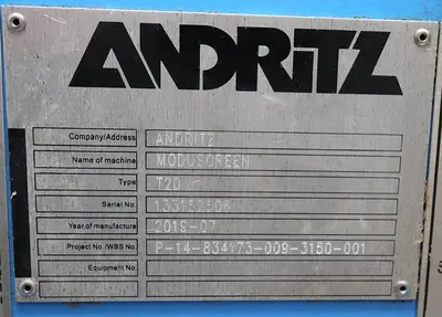 USED 2019 ANDRITZ TD2 MODUSCREEN MODUSCREEN TYPE TD2