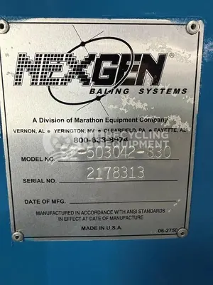 USED MARATHON SE 503042-830 CLOSED DOOR HORIZONTAL BALER