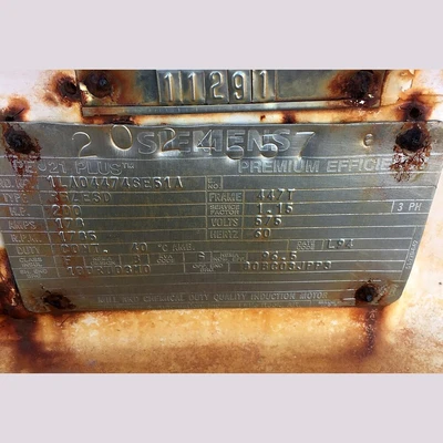 Siemens Premium Efficiency 200 HP Motor
