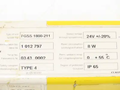 Sick FGSS1800-211 Light Curtain 1800mm Emitter Transmitter 24V