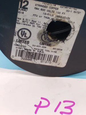 MACHINE TOOL  DU-437,226  WIRE, EST 50 FT,  600V, 12AWG,STRANDED ,THWN