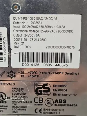 Phoenix Contact QUINT-PS-100-240AC/24DC/5 Power Supply (BIN423)