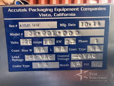 Used ACCUTEK G7 Shrink Tunnels California US | Star Industries #1250122