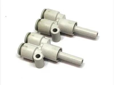 USED SMC UNION Y FITTING 6MM TUBE - ONE-TOUCH PNEUMATIC COUPLER LOT OF 2
