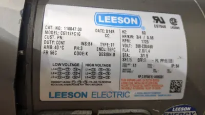 110047.00,HF72150KB5HP16 | Leeson 110047.00 Electric Motor w/ Boston Gear HF721-50K-B5-HP-16 Speed Reducer - Used