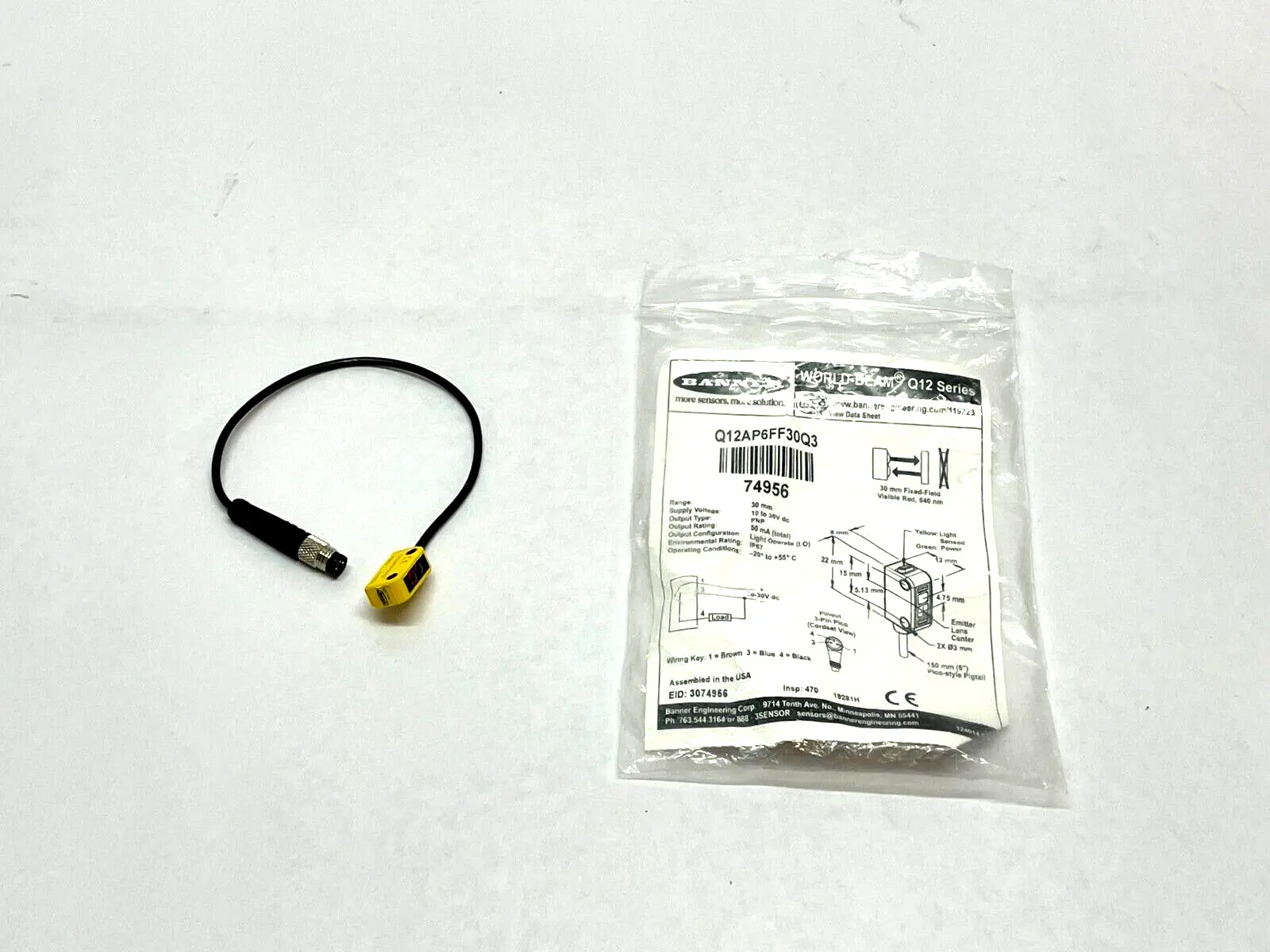 Q12AP6FF30Q3 | Banner  Miniature Self-Contained Sensor 74956 - New Other