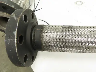 Weldbend 8' 8" x 3" Flanged Stainless Steel Braided Flex Hose  #300