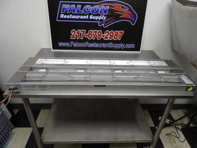 Used Hatco Used Hatco GRAL-48D6 48" Standard Watts Infrared Lighted Strip Warmer - Double Rod 240V Heat Lamps (Food) Illinois US | Falcon Restaurant Supply #1376471