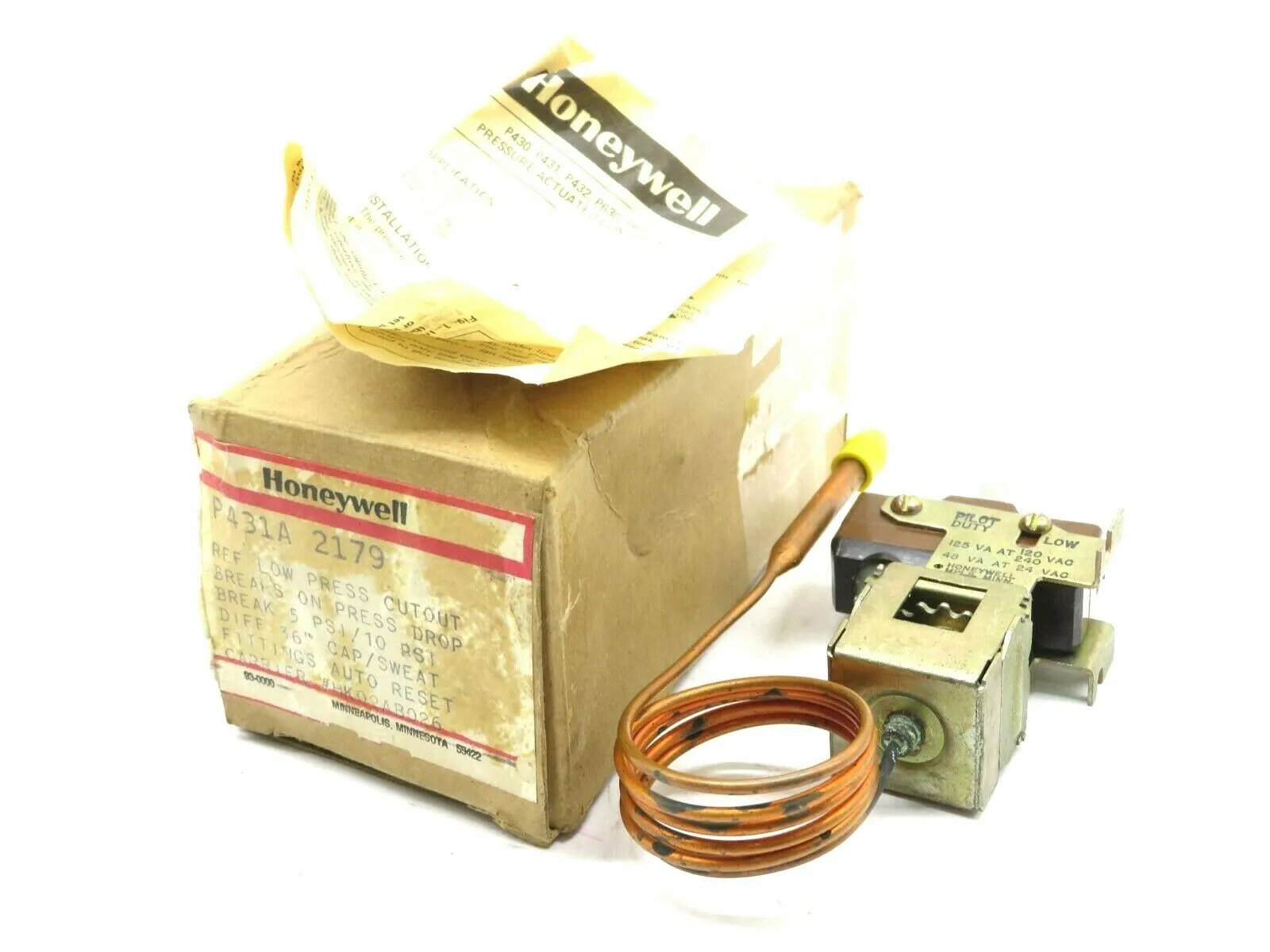 NEW HONEYWELL P431A-2179 LIMIT CONTROL LOW PRESSURE CUTOUT P431A2179
