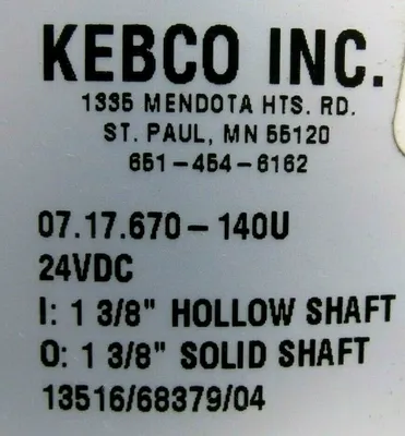 NEW KEBCO 07.17.670-140U SPRING BRAKE 24VDC 0717670140U