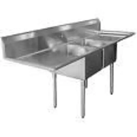 2 Compartment Prep Sinks 18" - with two drainboard