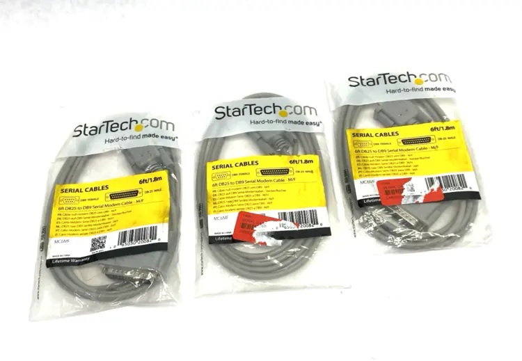 New | in-Stock StarTech Serial Modem Cable DB25 to DB9 M to F 6ft Length LOT OF 3 Cable & Wire Michigan US | Maverick Industrial Sales #1395192