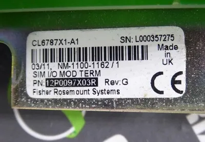 Fisher Rosemount CL6787X1-A1 Sim I/O Mod. Terminator 12P0097X03R Rev. G Used