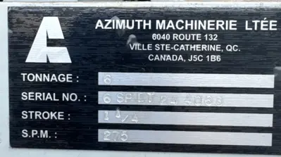 2015 AZIMUTH 6 SP Clinching Machines | THREE RIVERS MACHINERY (8)