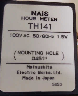 MATSUSHITA ELECTRIC WORKS TH141 HOUR METER 100VAC 50/60 Hz  with Enclosure