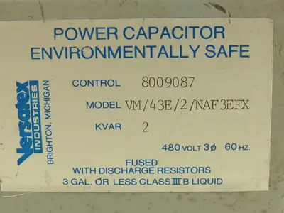 Versatex VM/43E/2/NAF3EFX Power Capacitor Enclosed Unit 2kvar 480V 3PH