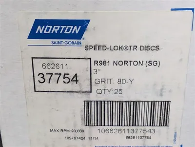 Lot of 75 Norton 662611 37754 3" Speed-Lok TR Abrasive Discs 80-Y Grit New NIB