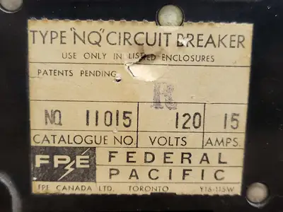 USED FEDERAL PACIFIC NQ11015