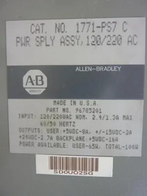 USED ALLEN BRADLEY 1771-PS7 SER C