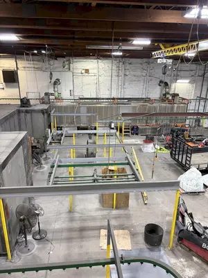 ADVANCED CURING SYSTEMS AUTOMATIC HANGER CONVEYOR PASS-THROUGH SYSTEM: YOBRO #24994