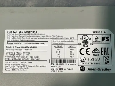 Used ALLENBRADLEY 25BD030N114 Variable Speed Drives Ohio US | HGR 24 #1326147