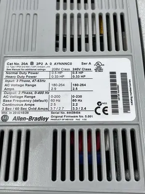 New | in-Stock ALLEN-BRADLEY ALLEN-BRADLEY 20A B 2P2 A0 AYNNNC0 SER A Variable Speed Drives | ND Industrial Surplus #1214378
