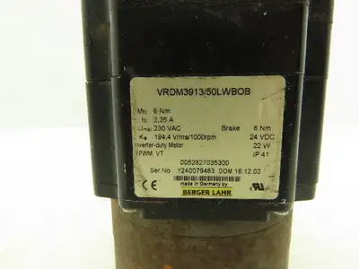 Berger Lahr Sig Positec VRDM391350LWBOB Servo Stepper Motor 325V 6Nm w/24V Brake