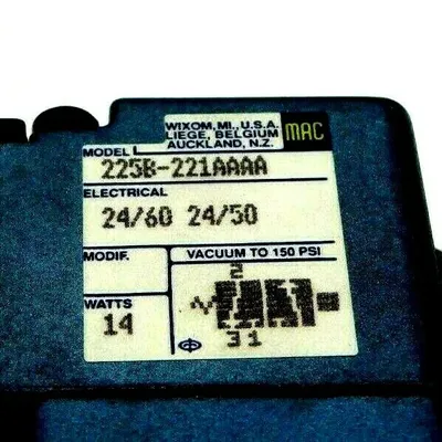 NEW MAC VALVES 225B-221AA SOLENOID VALVE 225B221AAAA 225B221AA