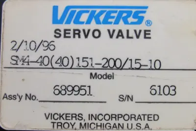 NEW VICKERS 689951 DIRECTIONAL VALVE SM4-40(40)151-200/15-10